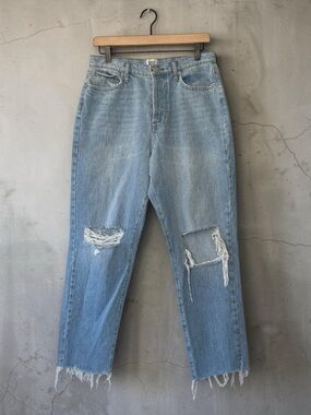 BDG Urban Outfitters Slim Straight Light Wash Ripped Jeans Size 30 Button Fly